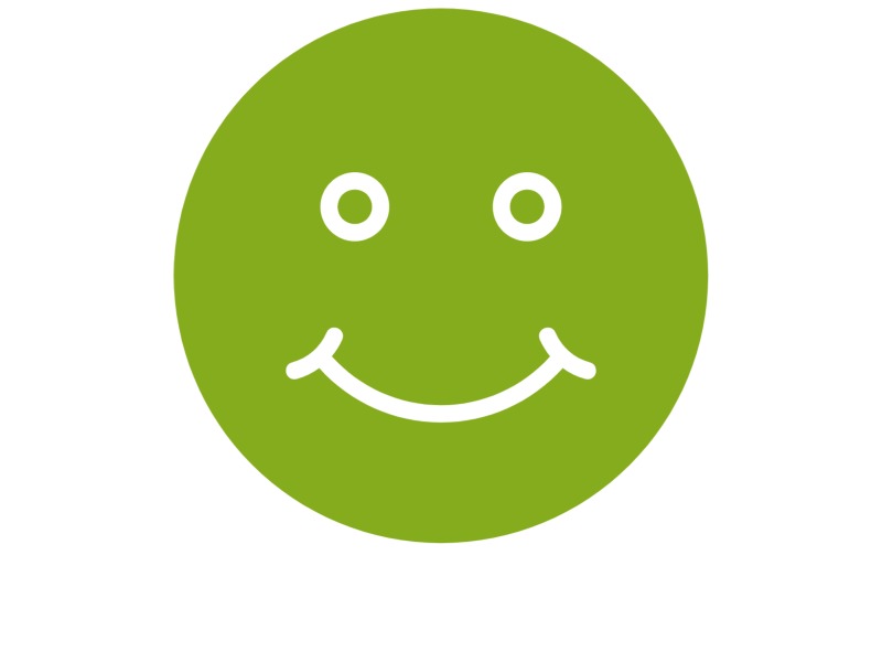 Grüner Smiley, der lächelt.