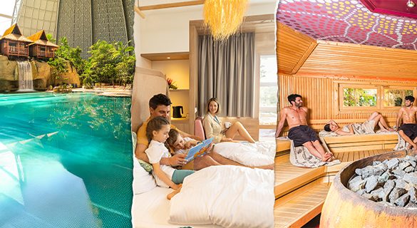 Lagune mit tropischem Flair, gemütliches Familienzimmer und entspannende Sauna.