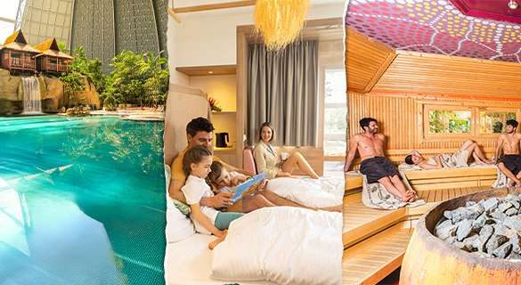 Lagune mit tropischem Flair, gemütliches Familienzimmer und entspannende Sauna.