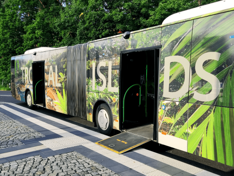 Tropical Islands shuttle bus with ramp