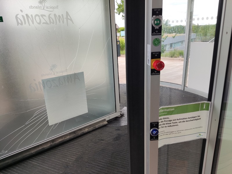 Revolving door to the Amazonia outdoor area