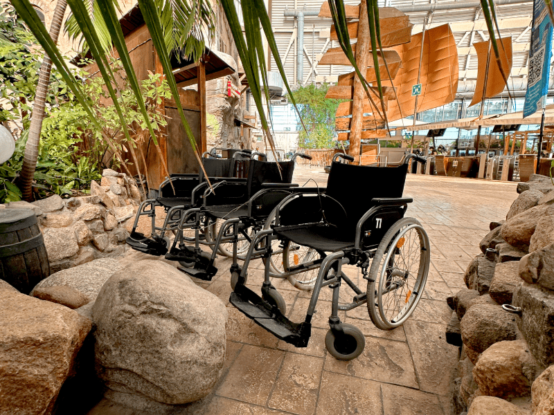 Wheelchairs are available for hire in the entrance area