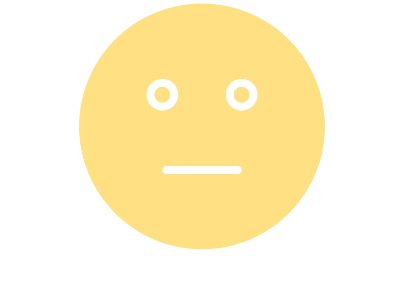 Yellow smiley with a neutral line mouth.
